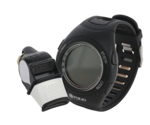 Kit orologio con cronometro e Sonik Blast con cordino antipanico (versione bianco – nera)